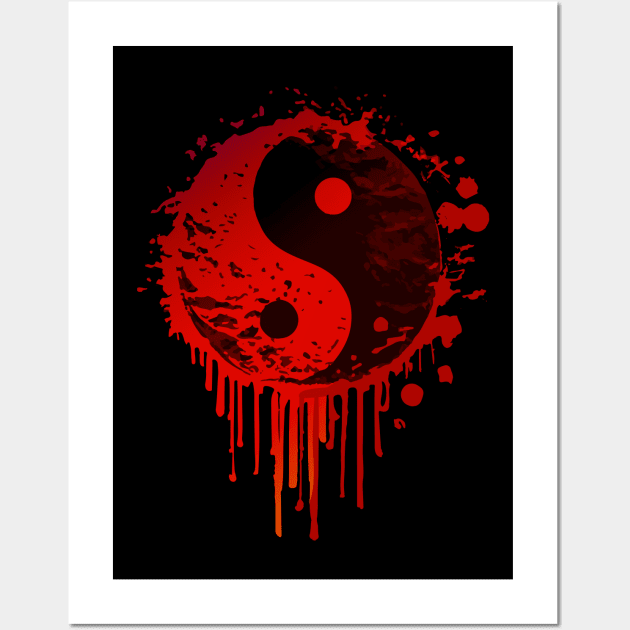 Red Yin Yang symbol Wall Art by Scar